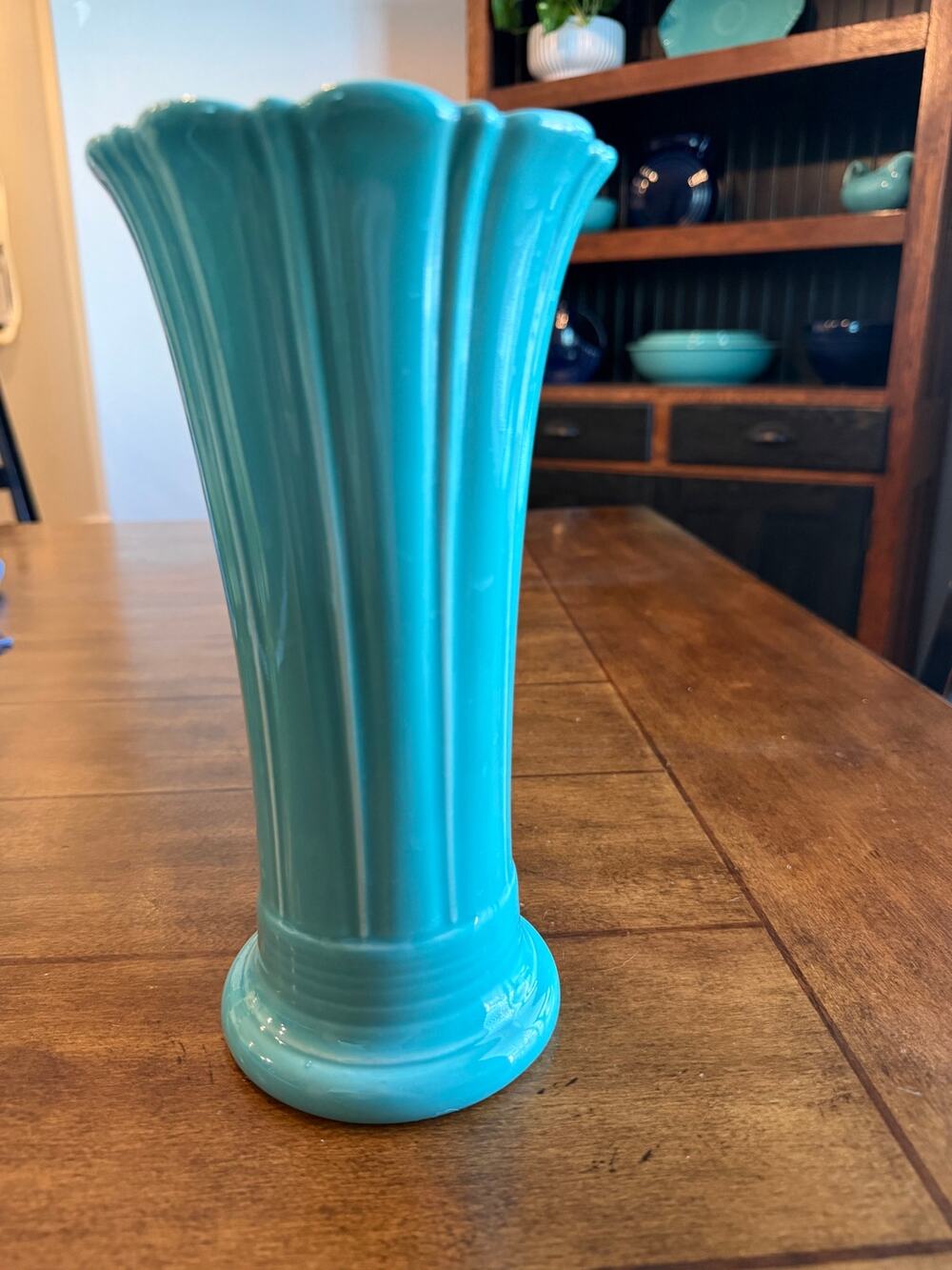 Fiesta turquoise medium vase 9.5” HLC USA ceramic flower vase Fiestaware